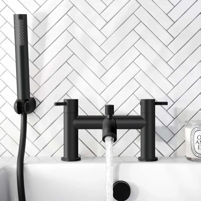 Trent Matt Black Bath Filler & Handheld Shower