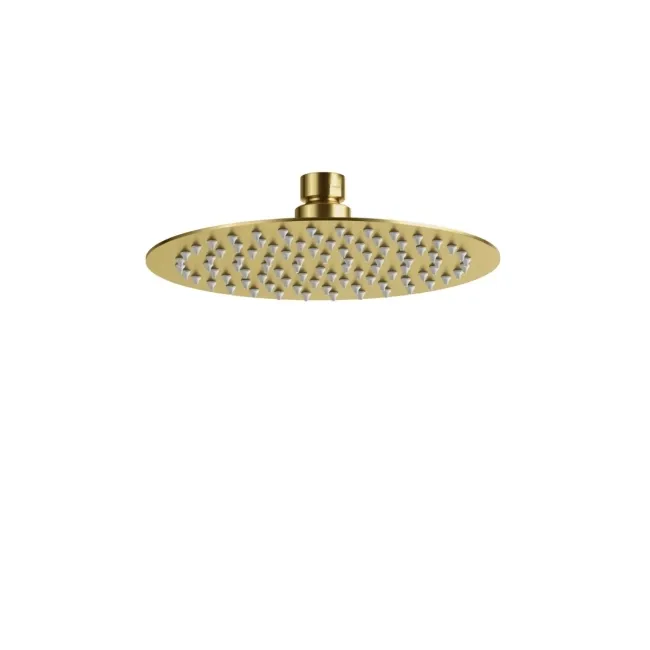 200mm Brushed Brass Round Stainless Steel Slim Shower Head