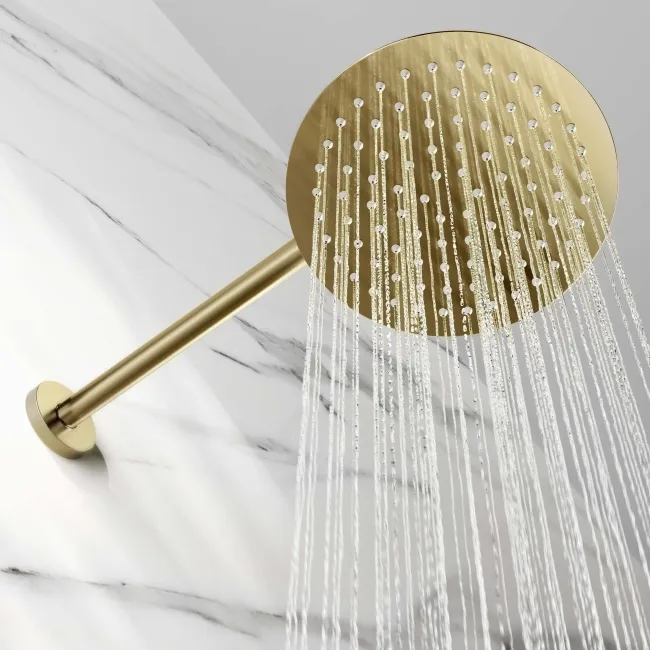Ballina Premium Brushed Brass Round Thermostatic Shower Set - 200mm Head & Hand Shower