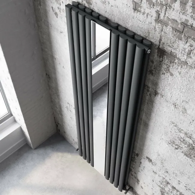 Marseille Anthracite Double Vertical Mirror Radiator 1800x620mm
