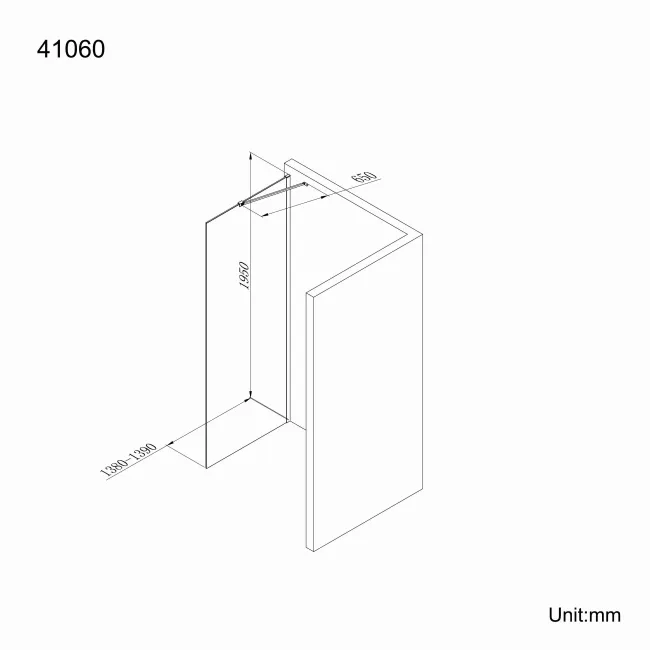 Copenhagen Easy Clean 8mm Wet Room Shower Glass Panel 1400mm
