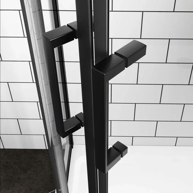London Matt Black 6mm Offset Quadrant Shower Enclosure 1200x800mm