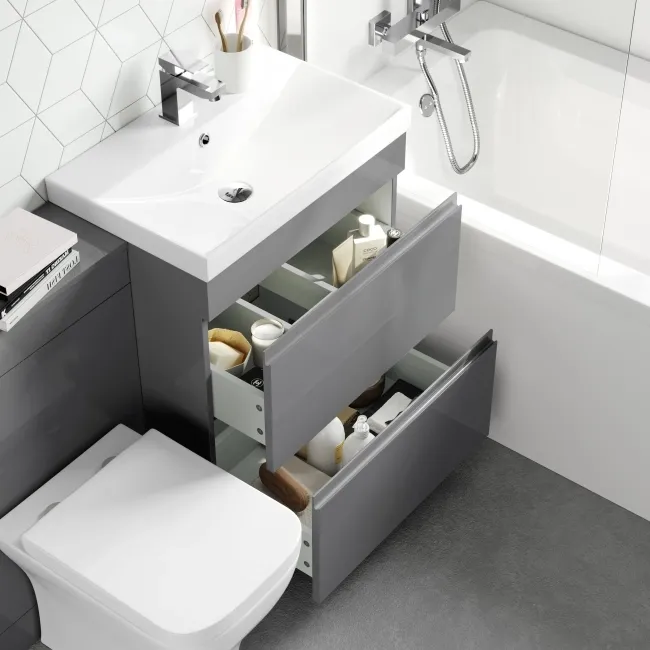 Trent Stone Grey Combination Basin Drawer and Atlanta Toilet 1100mm