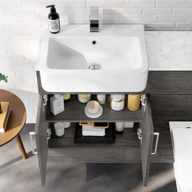 Harper Charcoal Elm Combination Vanity Basin with Marble Top & Atlanta Toilet 1200mm