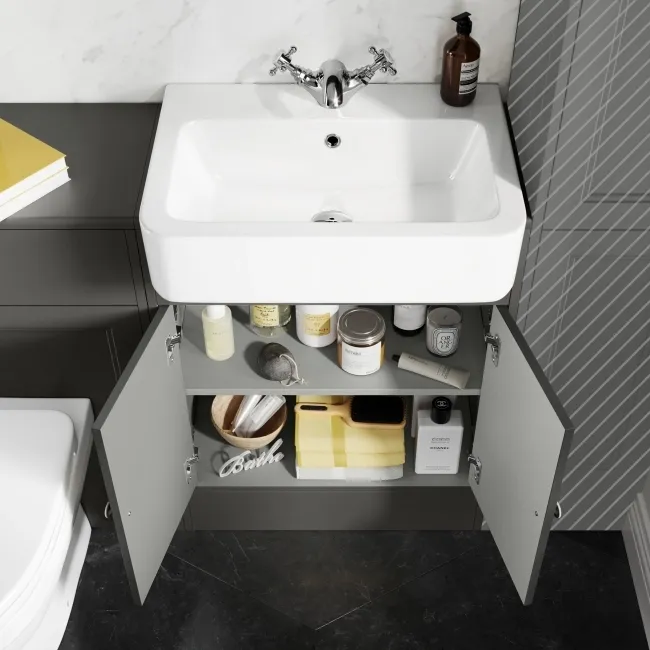 Monaco Graphite Grey Combination Vanity Basin and Seattle Toilet 1200mm