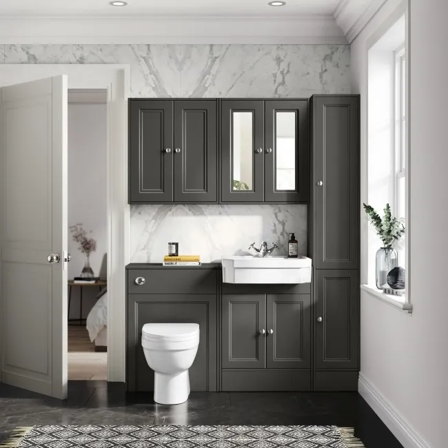 Monaco Graphite Grey Combination Vanity Traditional Basin and Seattle Toilet 1200mm