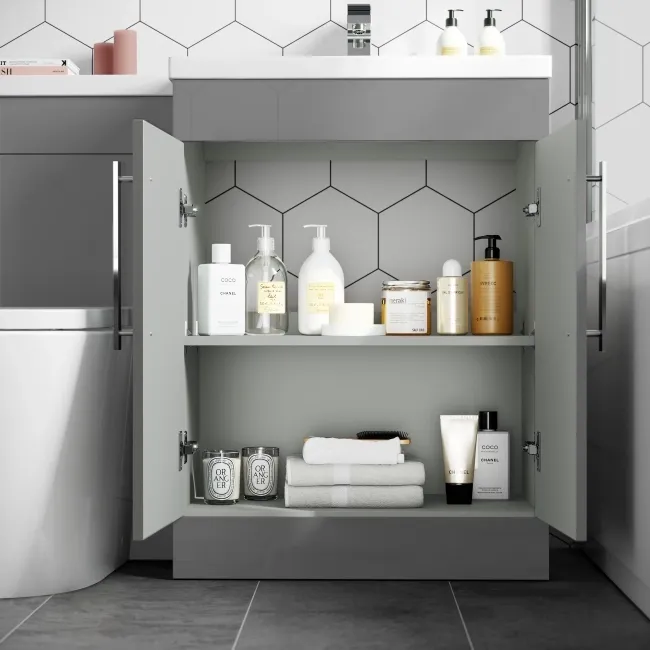 Avon Stone Grey Combination Vanity Basin and Boston Toilet 1100mm - Right Handed