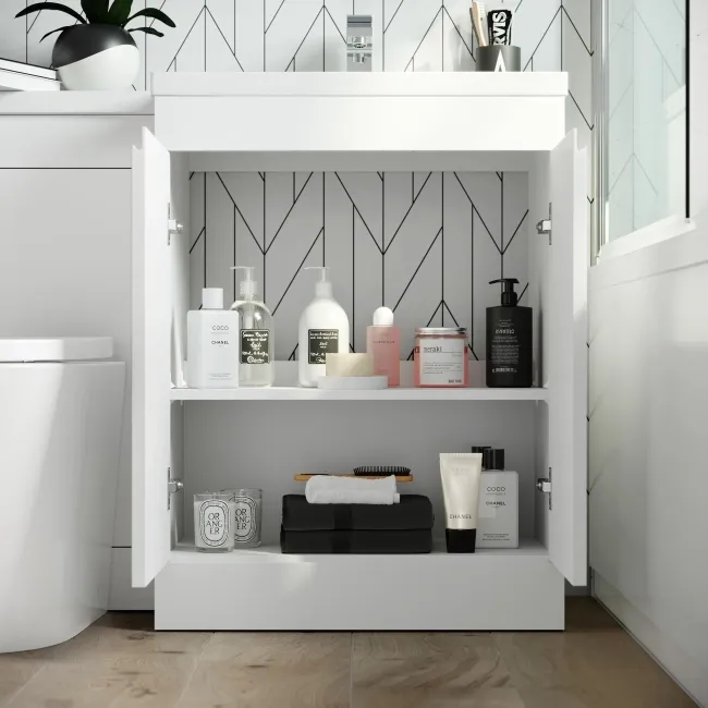 Trent Gloss White Combination Vanity Basin and Boston Toilet 1100mm - Right Handed