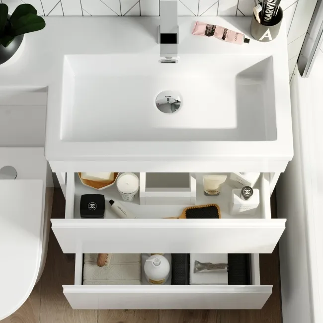 Trent Gloss White Combination Basin Drawer and Boston Toilet 1100mm - Right Handed