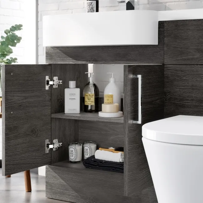 Harper Charcoal Elm Combination Vanity Basin and Boston Toilet 1200mm - Left Handed