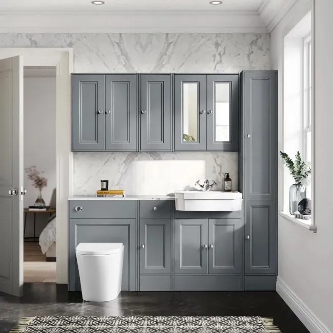 Monaco Dove Grey Combination Vanity Traditional Basin with Marble Top and Boston Toilet 1500mm