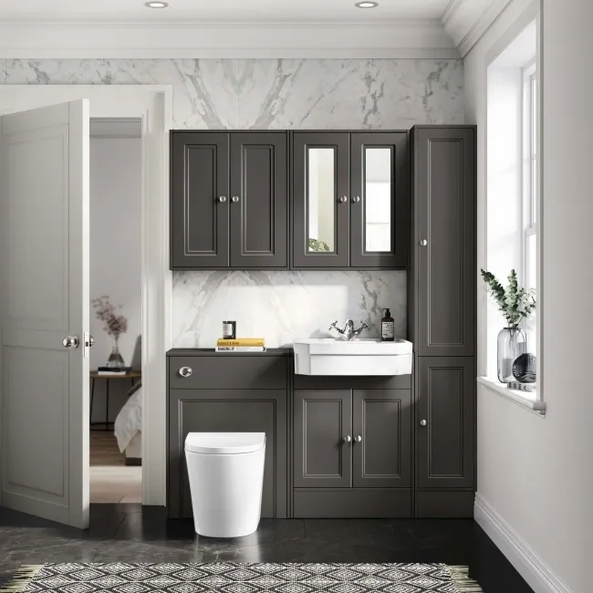 Monaco Graphite Grey Combination Vanity Traditional Basin and Boston Toilet 1200mm