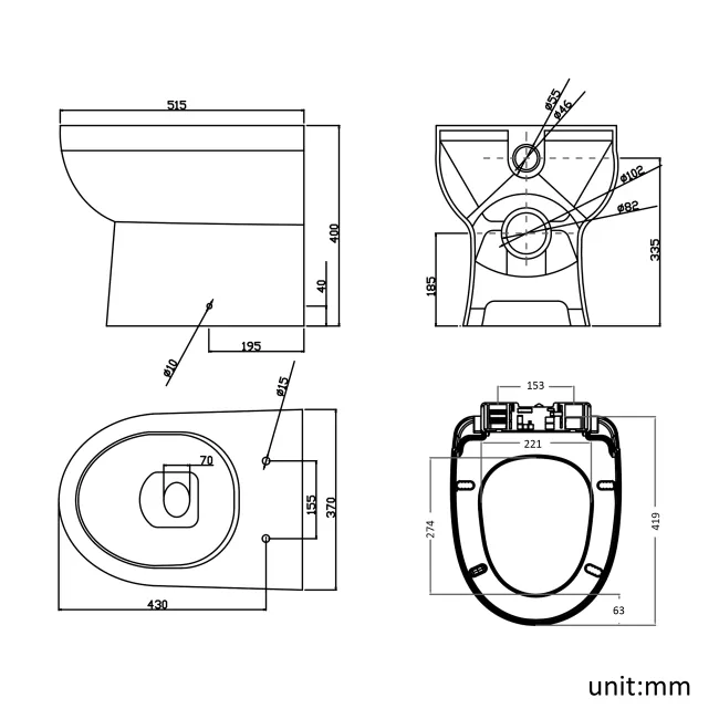 Quartz Stone Grey Combination Vanity Basin and Seattle Toilet 950mm