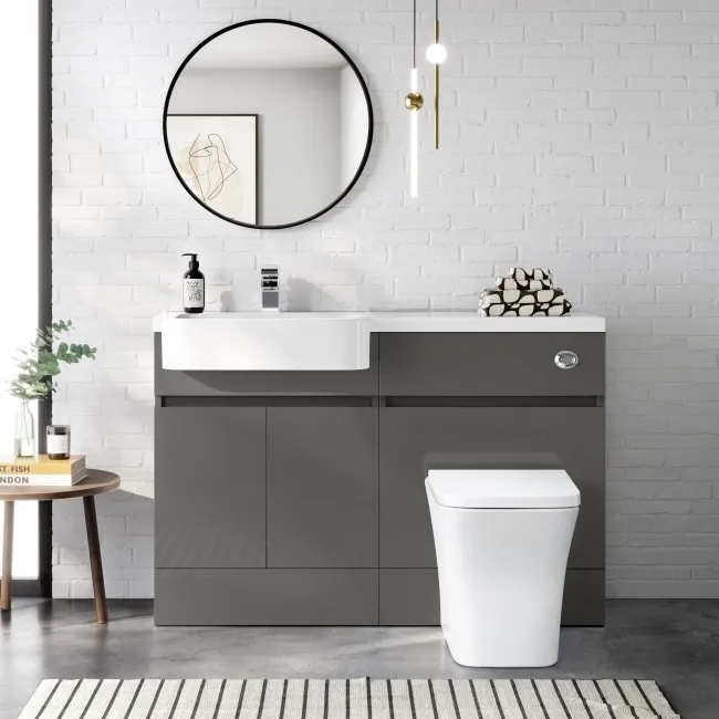 Foster Tungsten Grey Combination Vanity Basin and Houston Toilet 1200mm - Left Handed