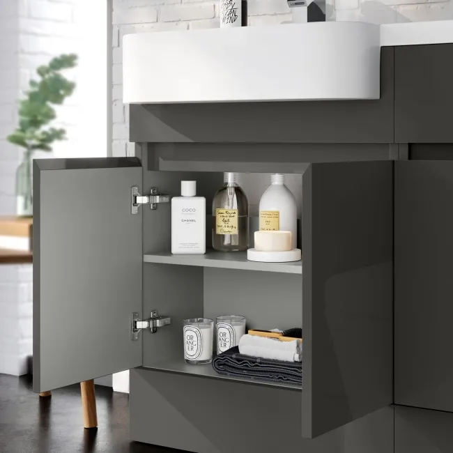 Foster Tungsten Grey Combination Vanity Basin and Houston Toilet 1200mm - Left Handed