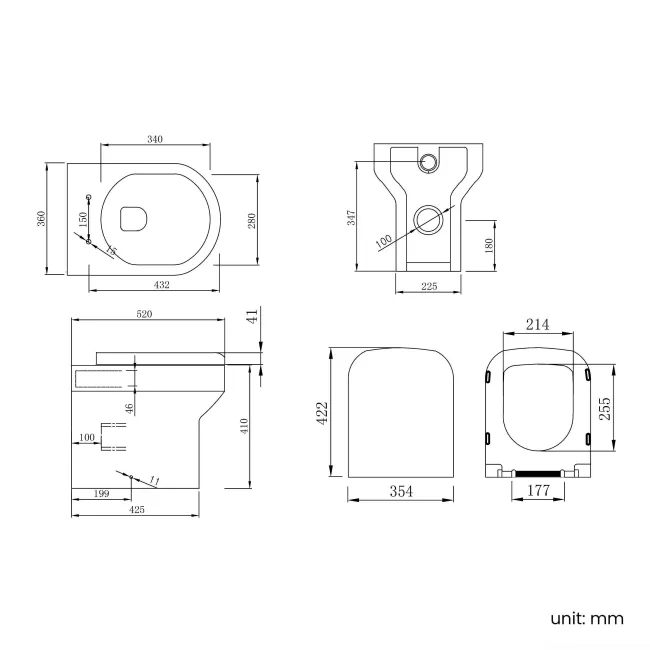 Mersey Gloss White Combination Vanity Basin and Miami Toilet 1100mm