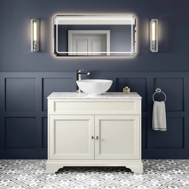 Lucia Chalk White Vanity with Marble Top & Round Counter Top Basin 1030mm