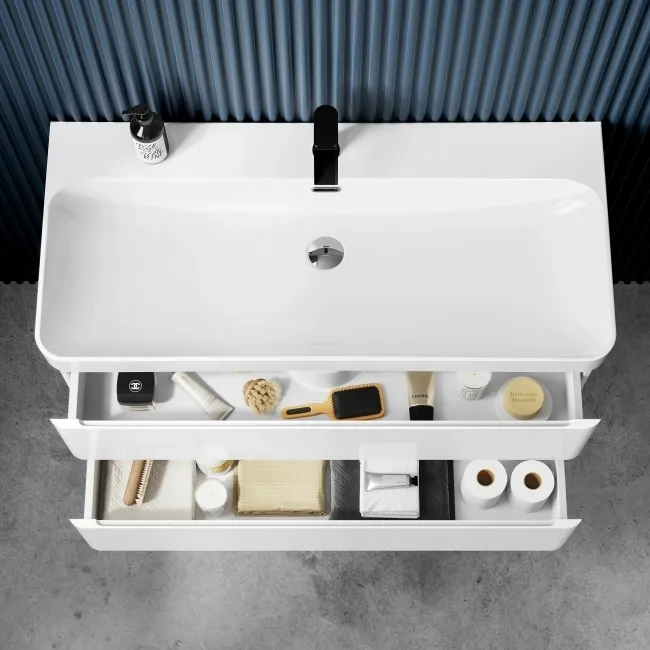 Corsica Gloss White Basin Drawer Vanity 1000mm