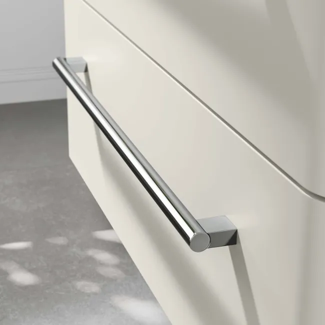 Omaha Linen White Wall Hung Drawer Vanity with Marble Top & Curved Counter Top Basin 800mm