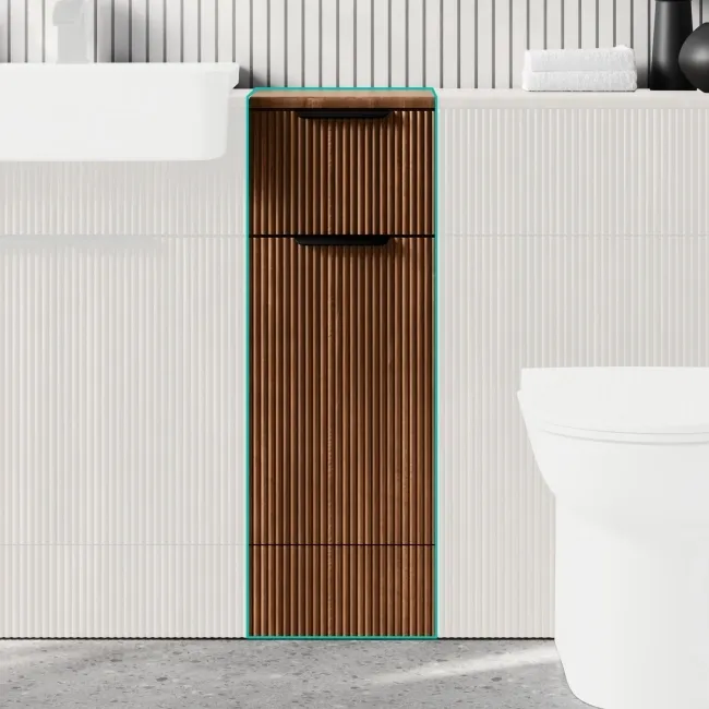 Sicily Fluted Black Walnut Side Cabinet Unit 300mm - Black Accents