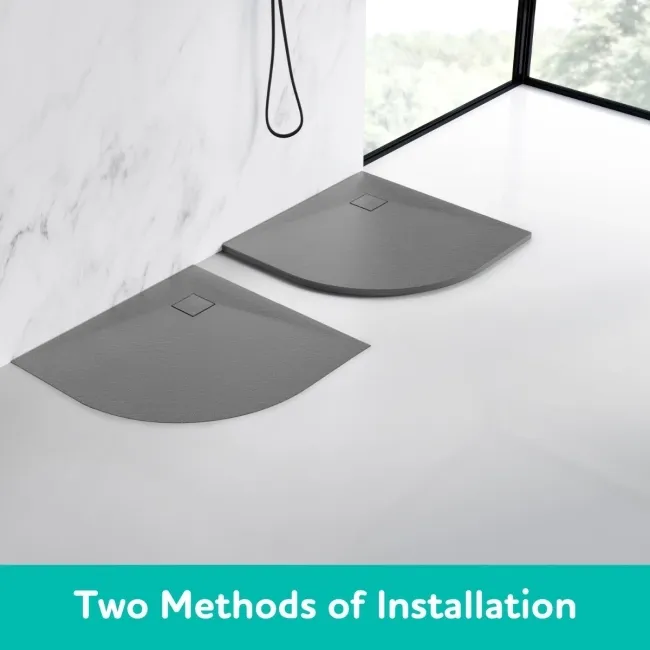 Berlin Quadrant Dark Grey Slate Effect SMC Composite Shower Tray 900x900mm