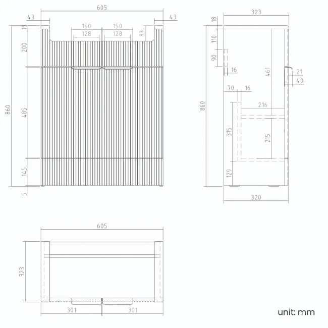 Sicily Fluted Country Oak Combination Vanity Basin and Houston Toilet 1200mm - Brushed Brass Accents - Left Handed