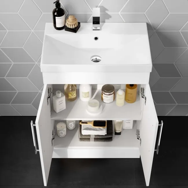 Avon Gloss White Basin Vanity 600mm and Toilet Set