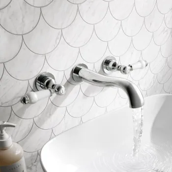 Beauly Traditional Chrome Wall Mounted Basin Mixer Tap