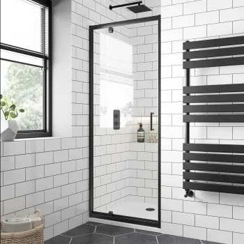 London Matt Black 6mm Pivot Shower Door 800mm