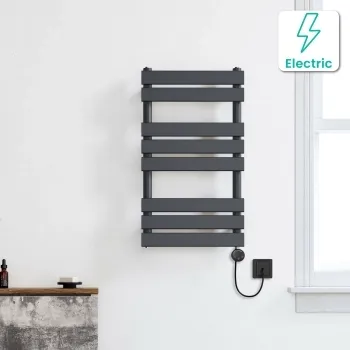 Santorini Electric Anthracite Flat Panel Heated Towel Rail 800x450mm