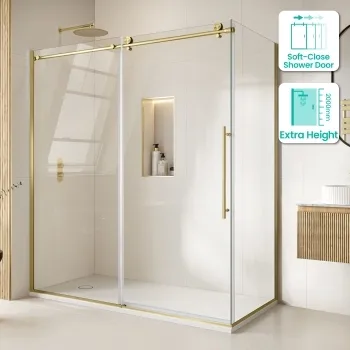 Prague Brushed Brass 8mm Sliding Shower Enclosure 1800x800mm