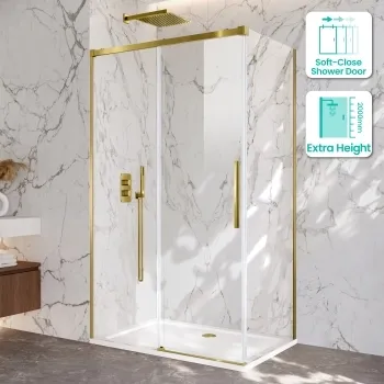Lisbon Brushed Brass 8mm Sliding Shower Enclosure 1200x700mm