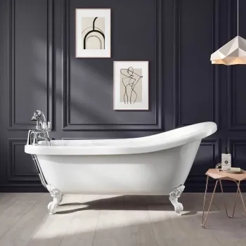 Highbury 1700mm Roll Top Slipper Bath - White Ball Feet