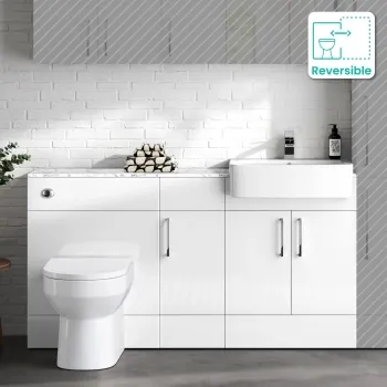Harper Gloss White Combination Vanity Basin with Marble Top & Miami Toilet 1500mm