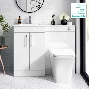 Mersey Gloss White Combination Vanity Basin and Houston Toilet 1000mm