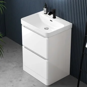 Corsica Gloss White Basin Drawer Vanity 600mm