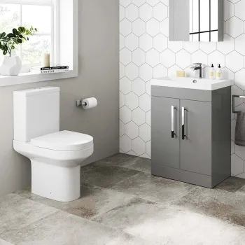 Avon Stone Grey Basin Vanity 600mm and Toilet Set