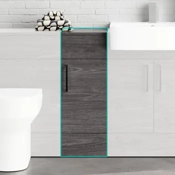 Harper Charcoal Elm Side Cabinet Unit 300mm - Black Accents