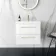 Elba Gloss White Wall Hung Basin Drawer Vanity 600mm - Brushed Brass Accents