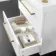 Elba Gloss White Wall Hung Basin Drawer Vanity 600mm - Brushed Brass Accents