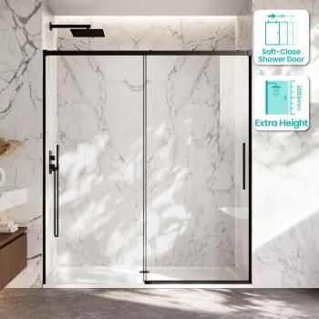 Lisbon Matt Black 8mm Soft-Closing Sliding Shower Door 1800mm