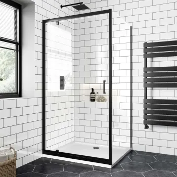 London Matt Black 6mm Pivot Shower Enclosure 1000x760mm