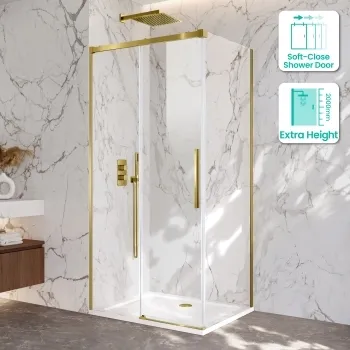 Lisbon Brushed Brass 8mm Sliding Shower Enclosure 1100x700mm