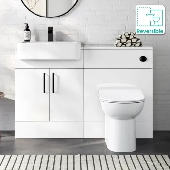 Harper Gloss White Combination Vanity Basin and Aruba Toilet 1200mm - Black Accents