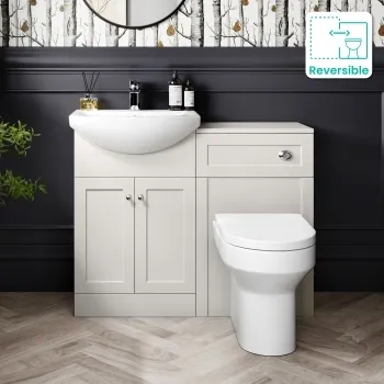 Capri Cotton White Combination Vanity Basin and Denver Toilet 1050mm - Chrome Handles