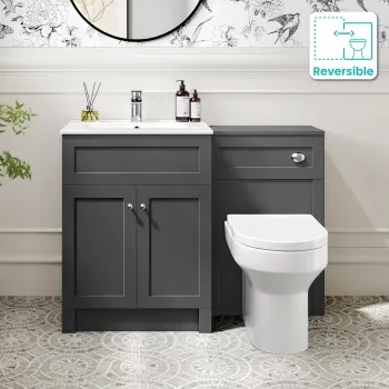 Milos Slate Grey Combination Vanity Basin and Denver Toilet 1100mm - Chrome Handles