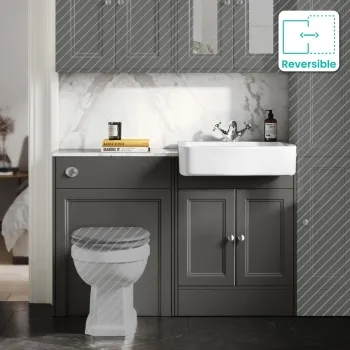 Monaco Graphite Grey Combination Vanity Basin with Marble Top 1200mm (Excludes Pan & Cistern)