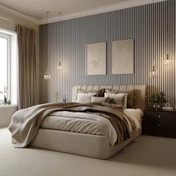 Trepanel® Texture Beige Herringbone Acoustic Wood & Felt Slat Panels