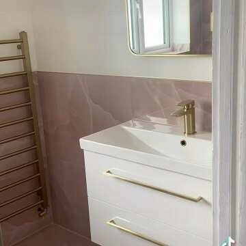 Elba Gloss White Wall Hung Basin Drawer Vanity 800mm - Brushed Brass Accents