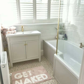 Bermuda Chalk White Basin Vanity 800mm - Brushed Brass Accents